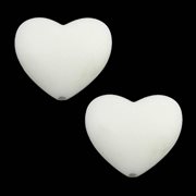 Silikone perle. Hjerte. 20 mm. Hvid
